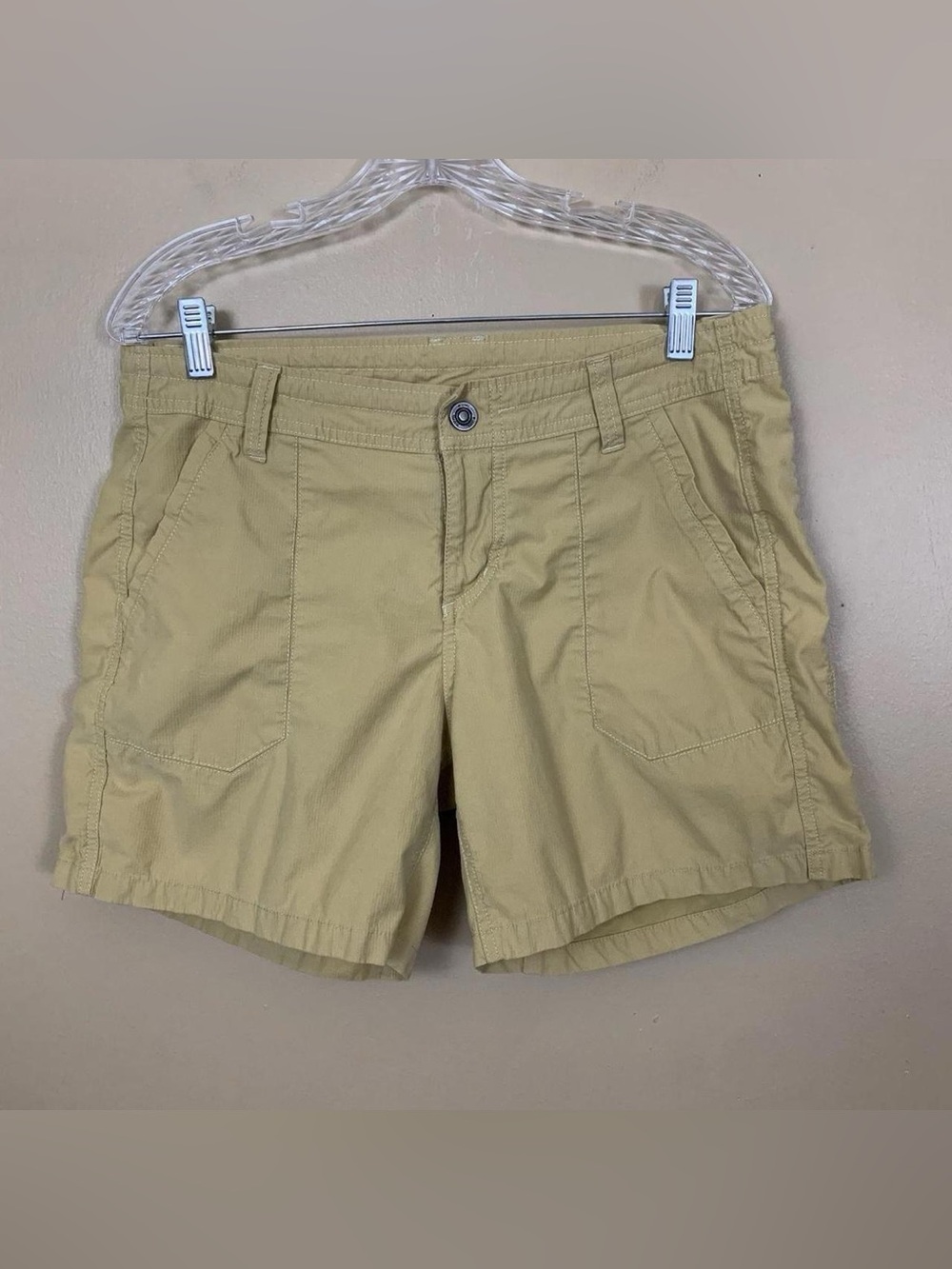 Kuhl Shorts Womens 10 Honey Beige Casual Cotton Nylon Drawstring Outdoor Hiking